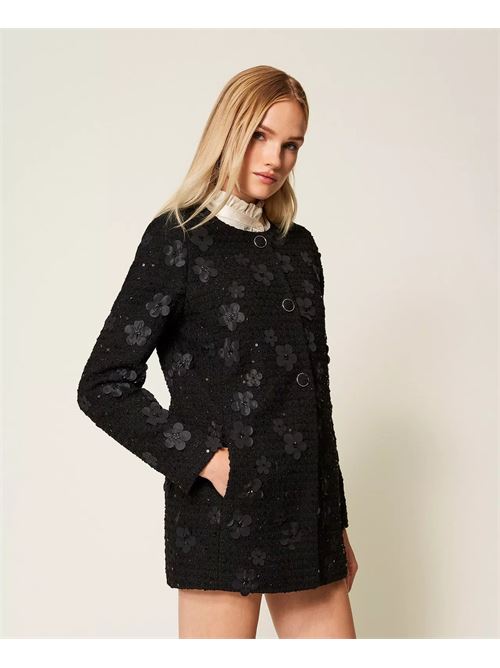 cappotto bouclè fiori TWIN-SET | 252TP240012733