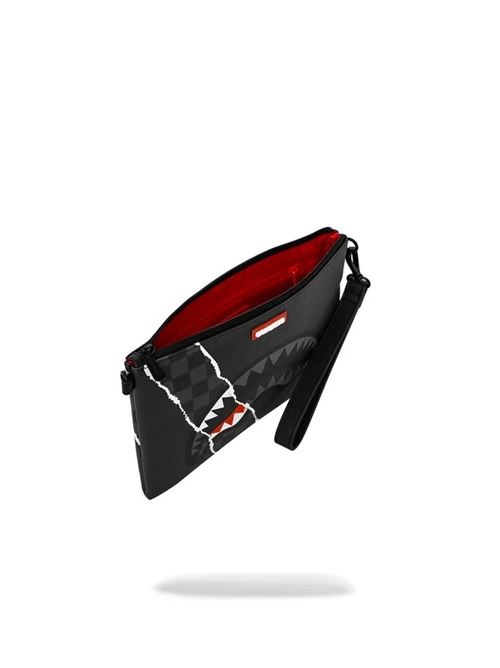 center rip revealing grey check crossover clutch SPRAYGROUND | 910B9350NSZX