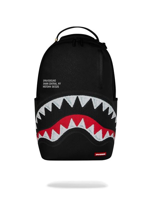 shark central black embroidered shark backpack SPRAYGROUND | 910B9629NSZX