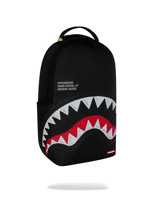 shark central black embroidered shark backpack SPRAYGROUND | 910B9629NSZX