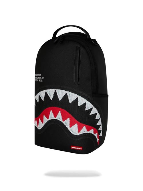 shark central black embroidered shark backpack SPRAYGROUND | 910B9629NSZX